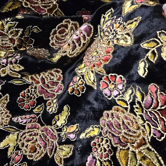 Papell Boutique Floral Embroidered Blazer - Black and Gold - Picture 11 of 14